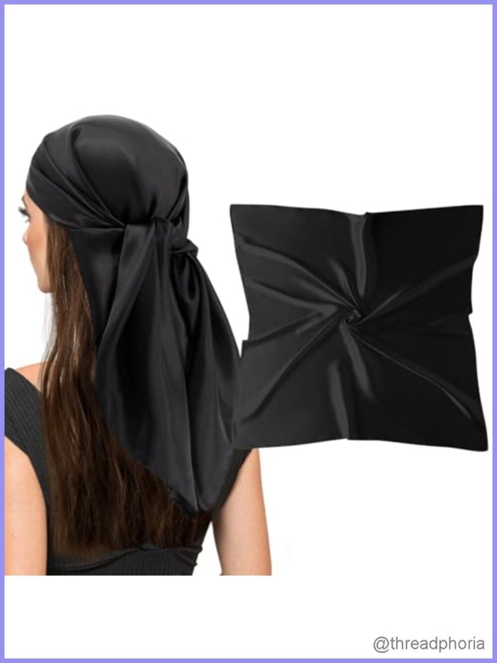 35" Square Silk Feeling Scarf Hair Wrap Sleep Neck Scarf Polyester